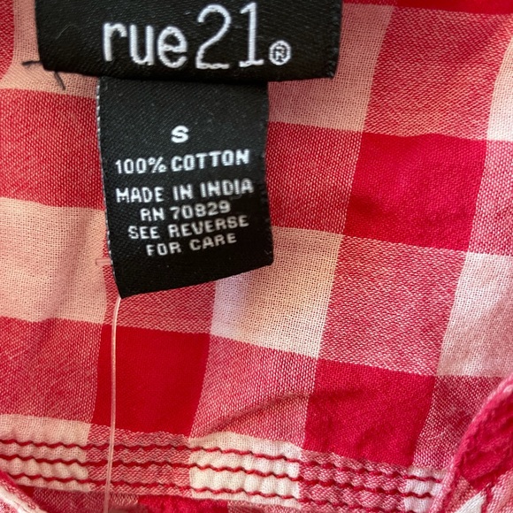 Red plaid button down shirt with pocket - Picture 3 of 8